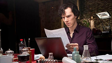 Benedict Cumberbatch playing Sherlock Holmes